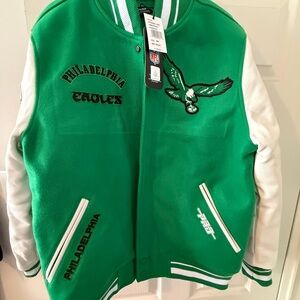 NFL men’s Green and White Eagles varsity Jacket
